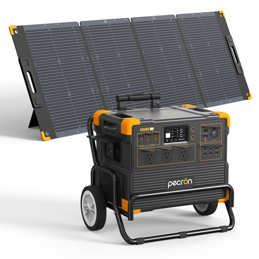 PECRON E3600LFP Australian outlet portable power station with trolley and 1x PV300 solar panel