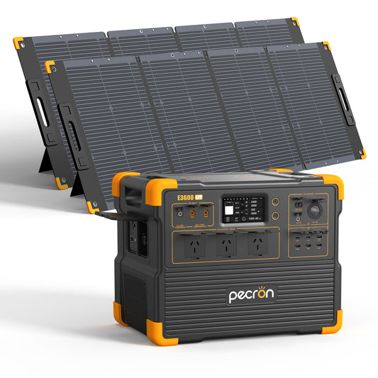 Pecron E3600LFP Australian outlet portable power station and 2x PV300 solar panel bundle