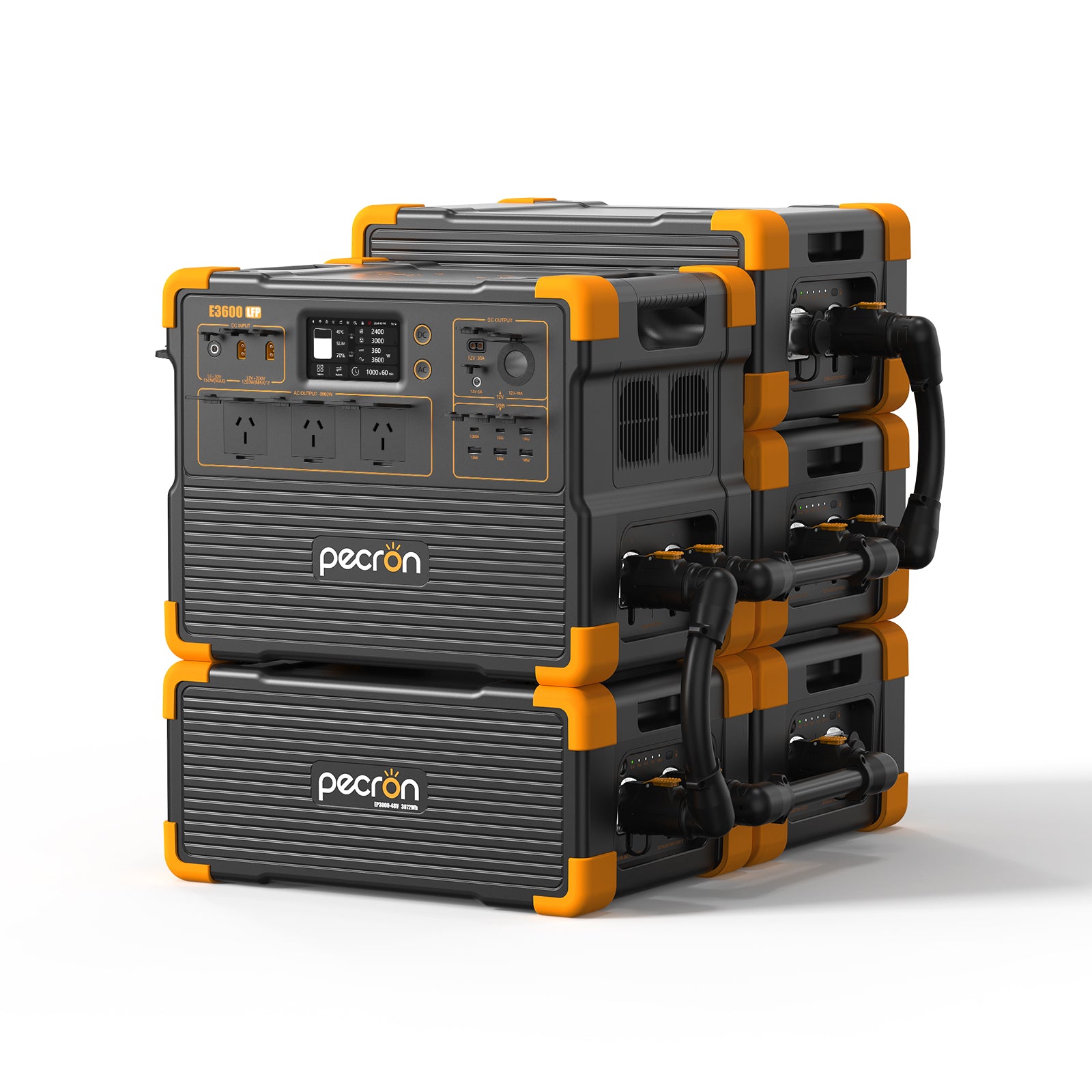 Pecron E3600LFP Australian outlet portable power station and 4x EP3000-48V expansion battery bundle