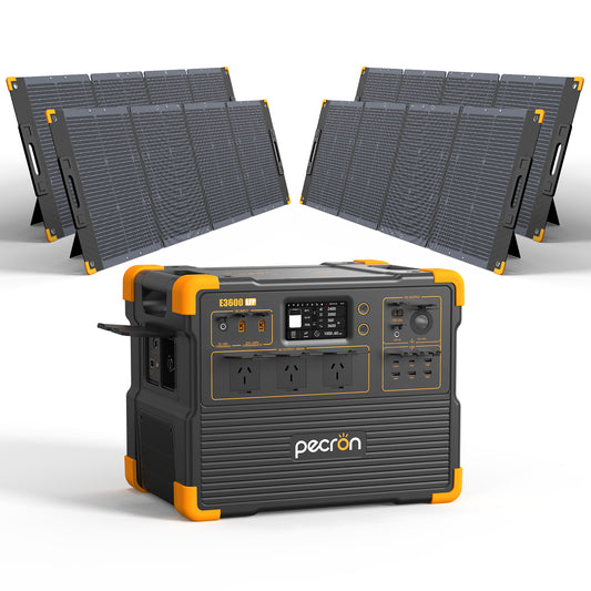 Pecron E3600LFP Australian outlet portable power station and 4x PV300 solar panel bundle